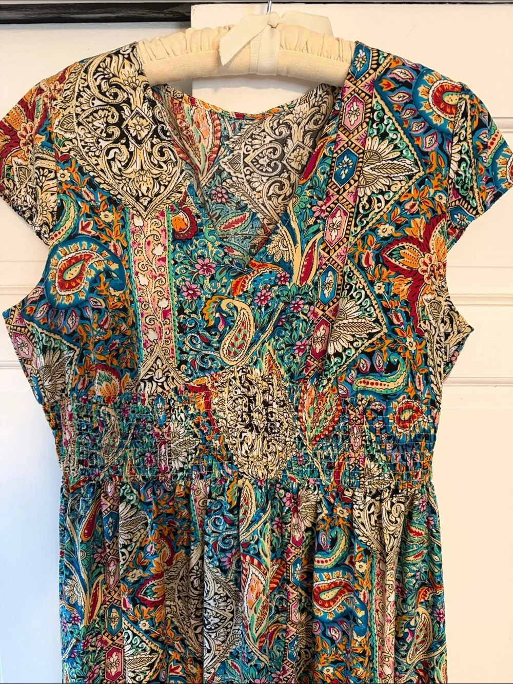 Cupshe Bohemian Paisley Maxi Dress in Teal and Multicolor